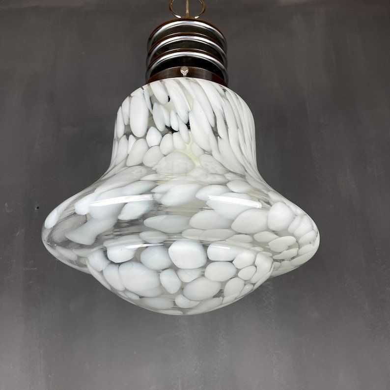 Mid Century White Murano Pendant Lamp Designed By Carlo Nason For Mazzega Italy 1960s Space Age Atomic photo 438.0