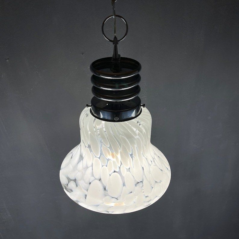 Mid Century White Murano Pendant Lamp Designed By Carlo Nason For Mazzega Italy 1960s Space Age Atomic photo vinterior