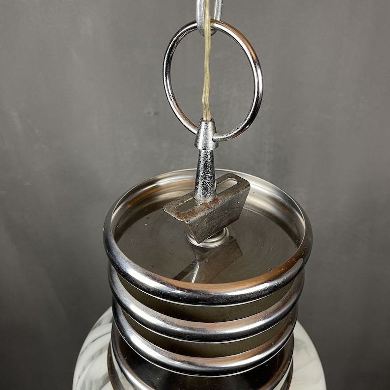 photo furniture Mid Century White Murano Pendant Lamp Designed By Carlo Nason For Mazzega Italy 1960s Space Age Atomic