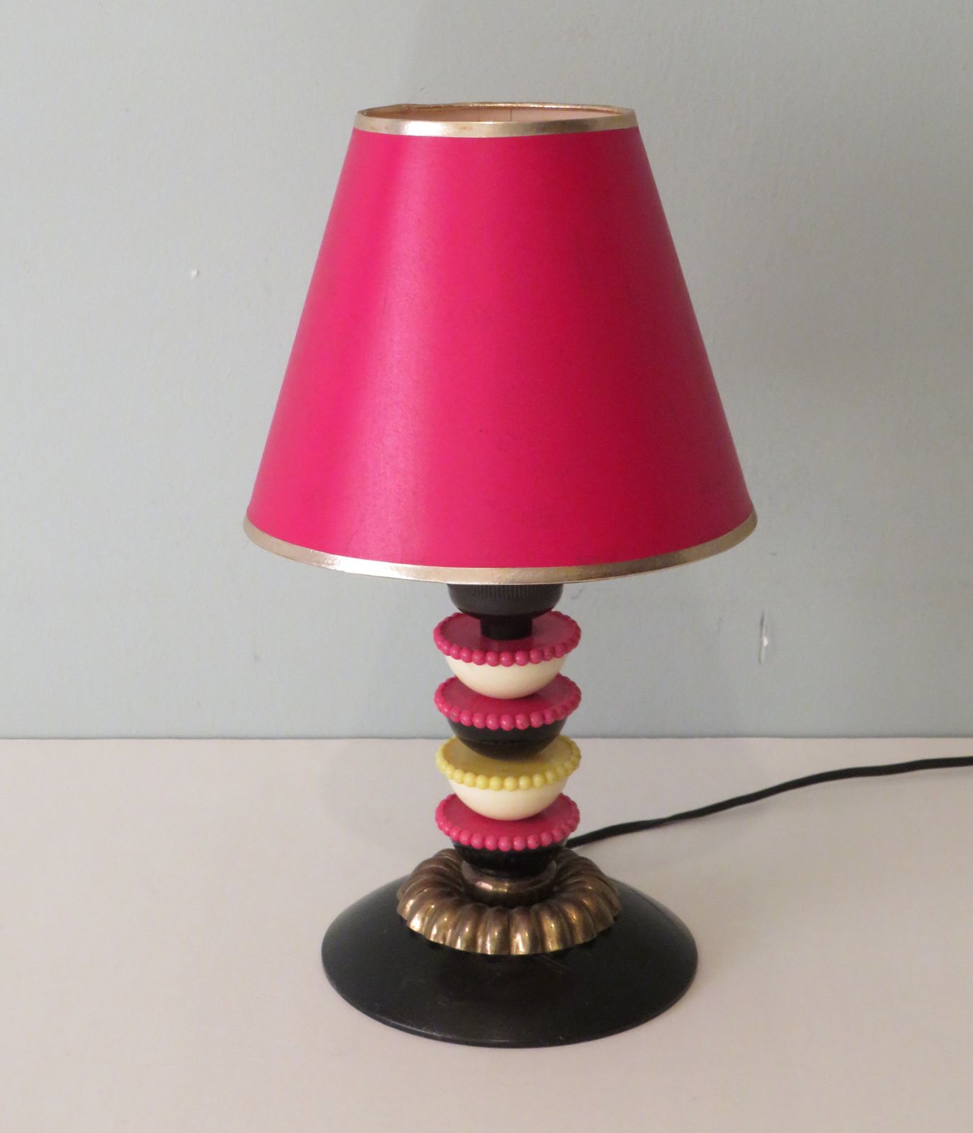 photo for sale Small Table Lamp In Copper, Plastic And Bakelite, Early 20th Century, France.