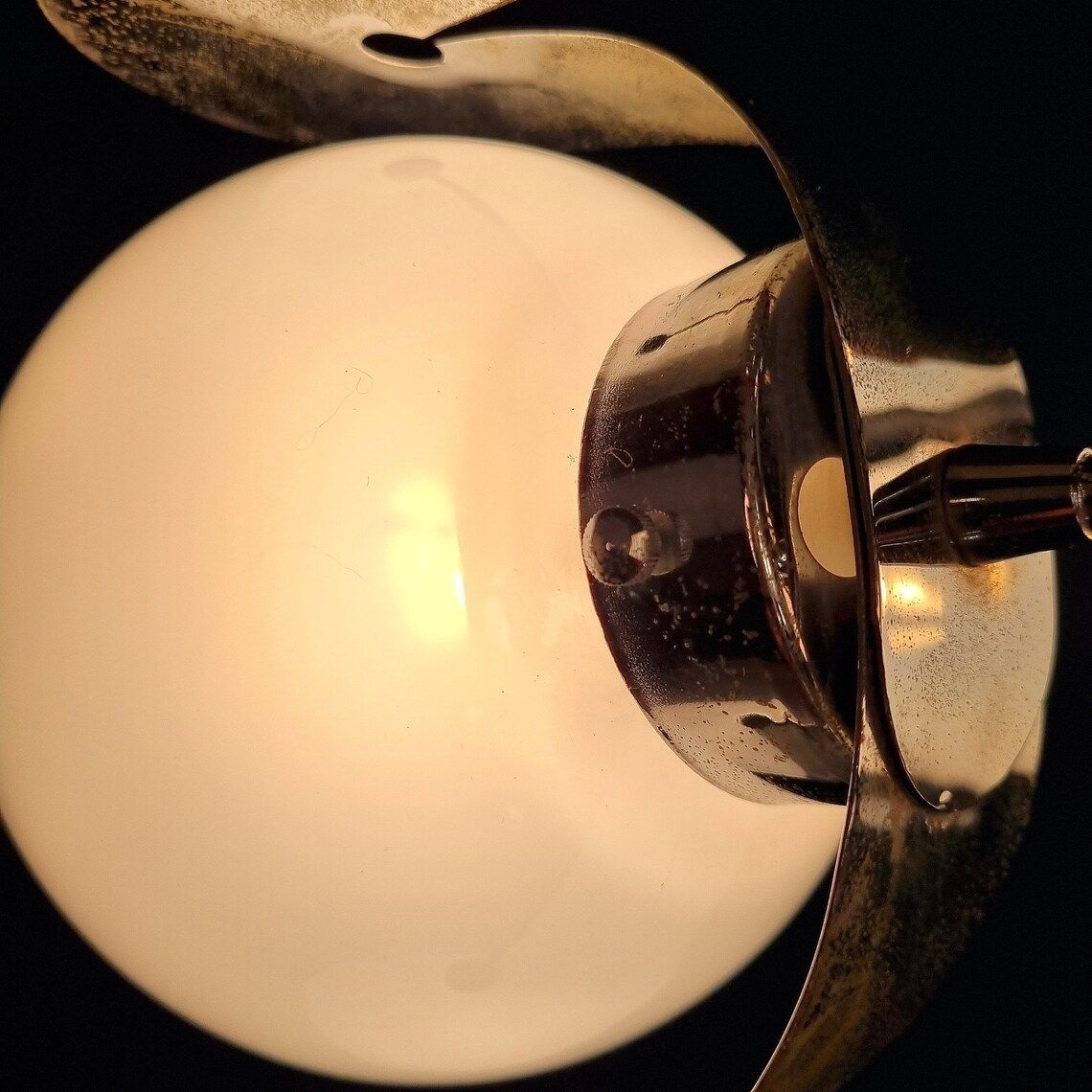 photo furniture Mid Century Metal Opaline Glass Italy 1960s Sputnik Space Age Vintage Italian Lighting