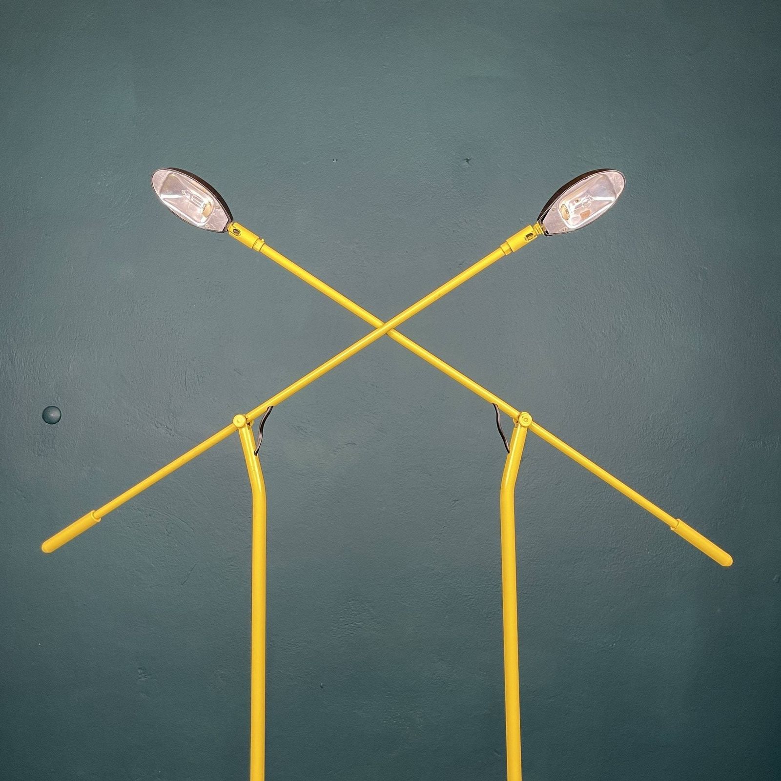 Pair Of Yellow Floor Lamps Yugoslavia 1960s Industrial Mid Century Lighting Space Age