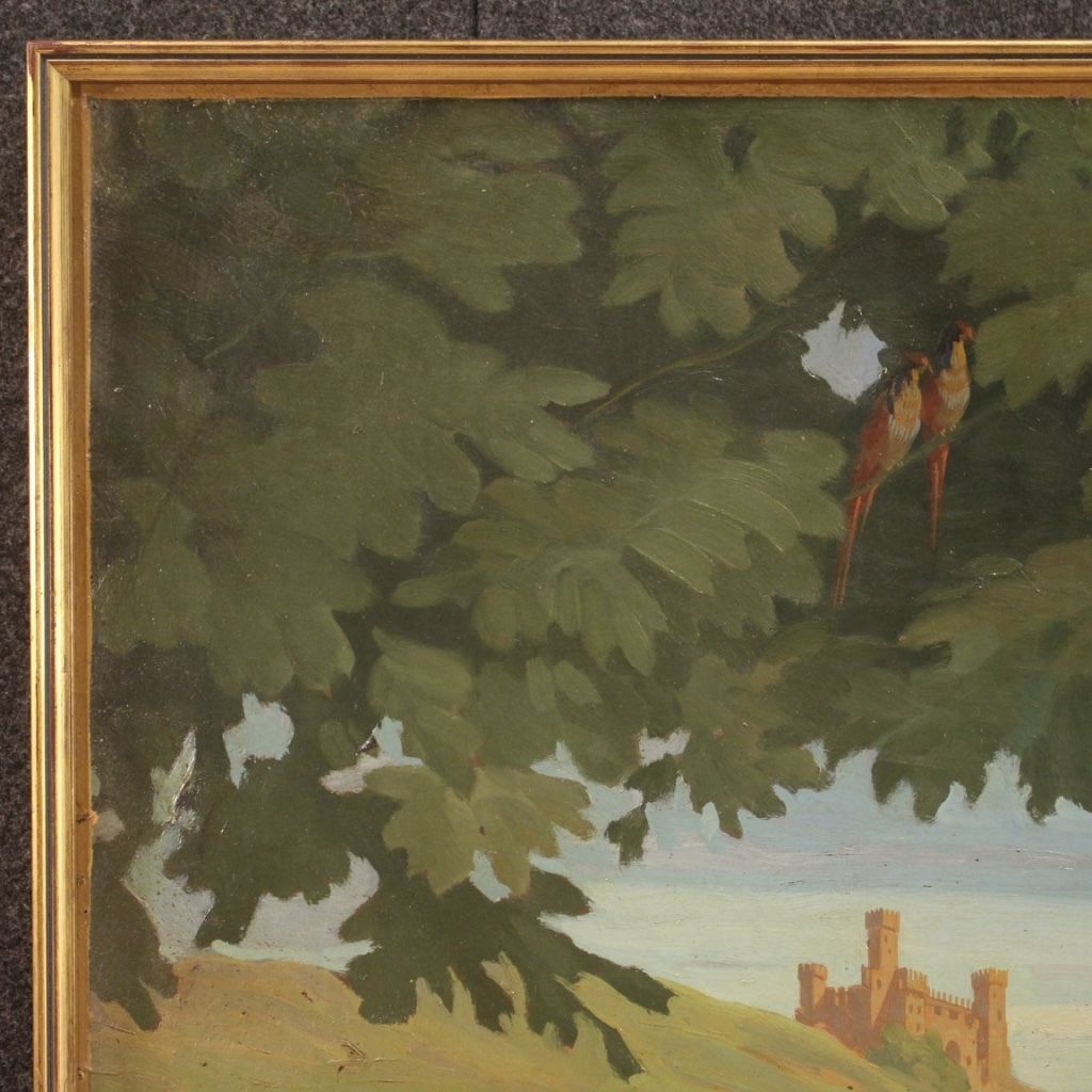 Italian Landscape Painting With Characters From 20th Century photo buy