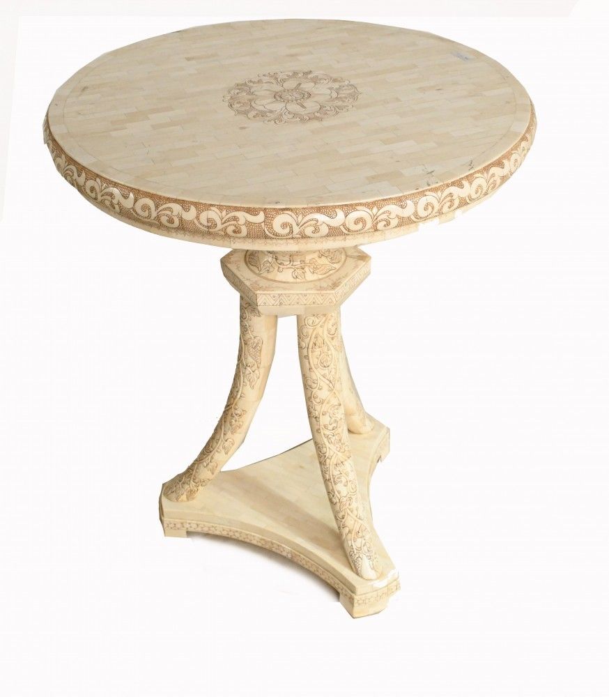 Pair Hand Carved Side Tables Indian Occasional Furniture photo Furniture