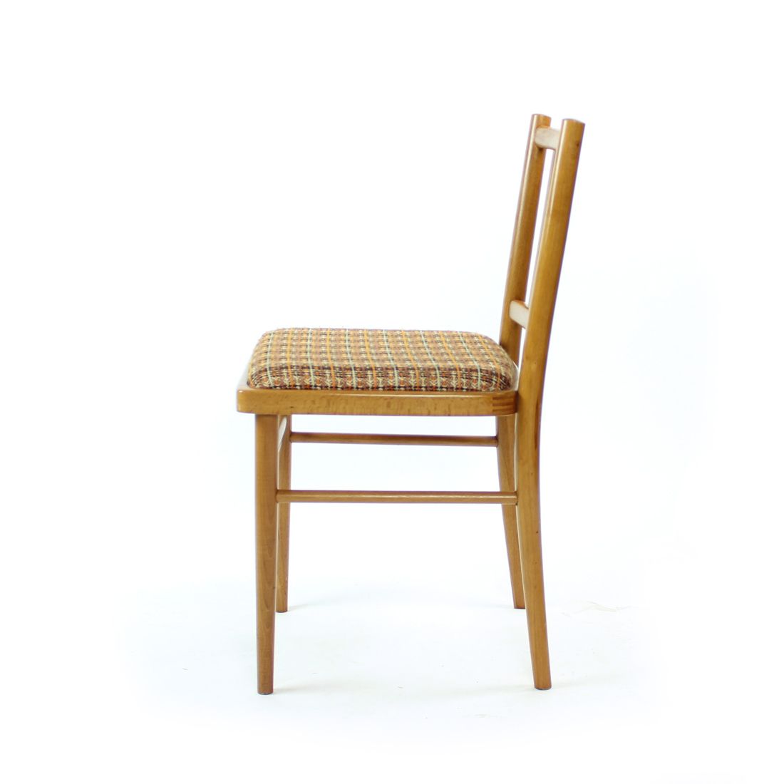 Midcentury Dining Chairs In Oak And Fabric, Ton Czechoslovakia, Set Of 4 photo for sale