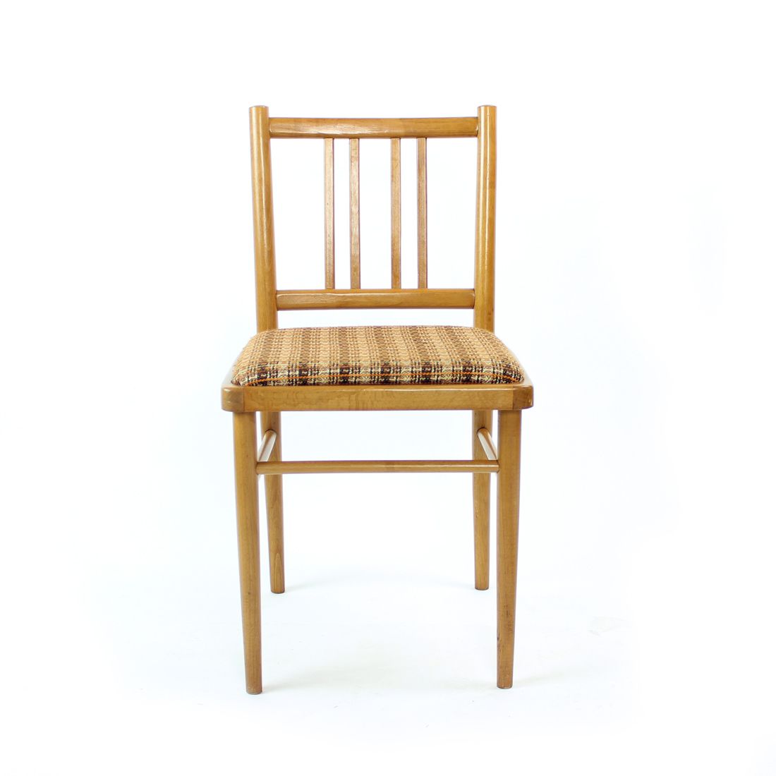Midcentury Dining Chairs In Oak And Fabric, Ton Czechoslovakia, Set Of 4 photo vinterior