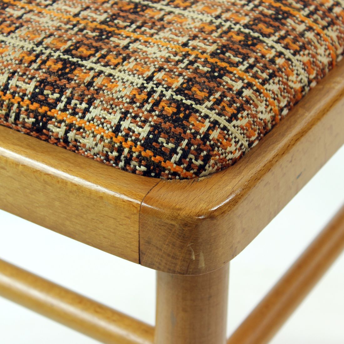 Furniture Midcentury Dining Chairs In Oak And Fabric, Ton Czechoslovakia, Set Of 4 photo