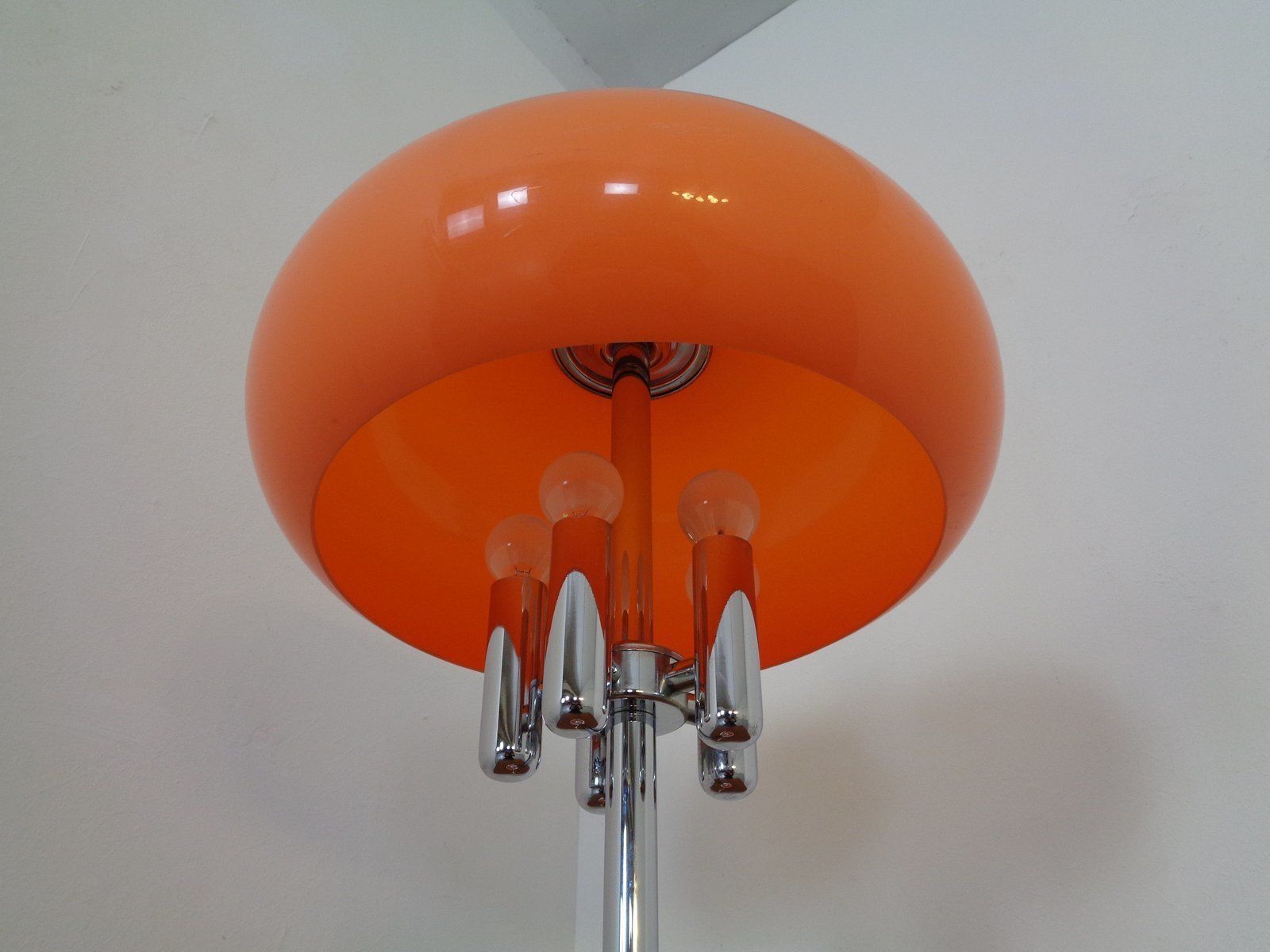 Italian Orange Plastic & Chrome Table Lamp, 1960s photo 589.0