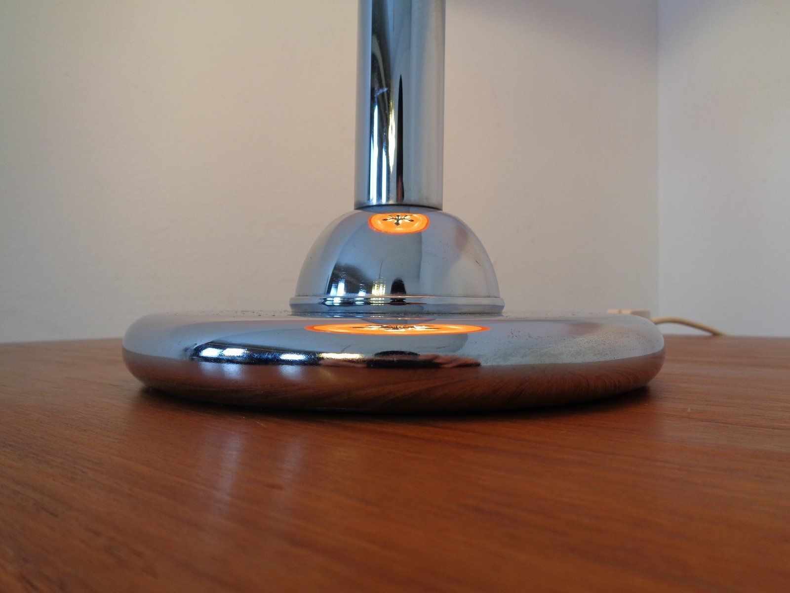 Lighting Italian Orange Plastic & Chrome Table Lamp, 1960s photo