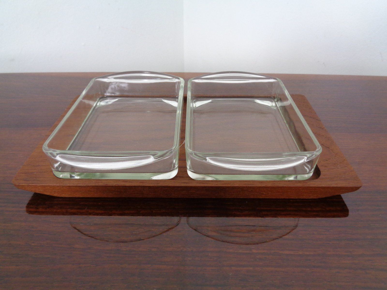 Danish Siam Teak Tray And Glass Bowls From Artiform, Set Of 2, 1960s photo buy