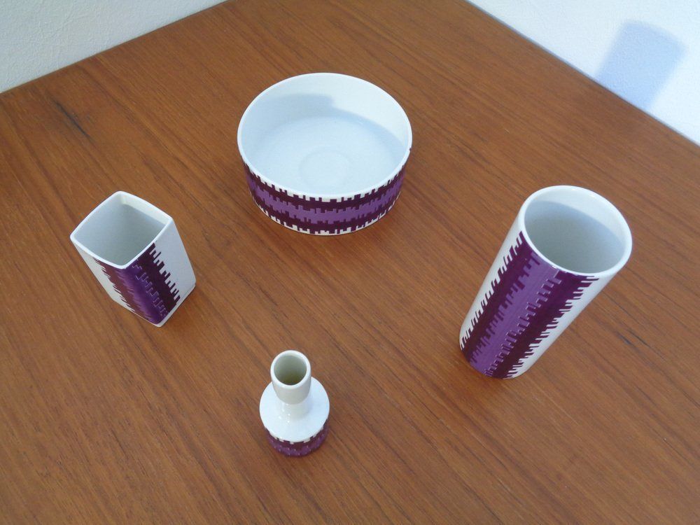 Porcelain Vases & Bowl, 1970s, Set Of 4 photo 210.0