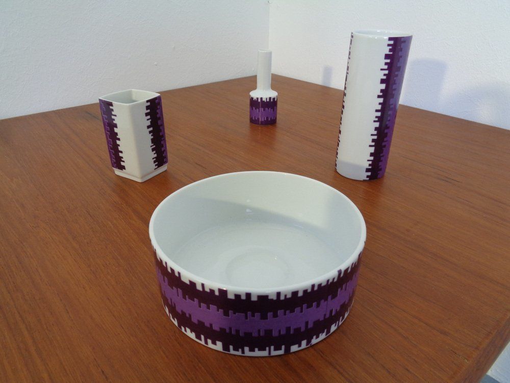 Porcelain Vases & Bowl, 1970s, Set Of 4 photo vinterior