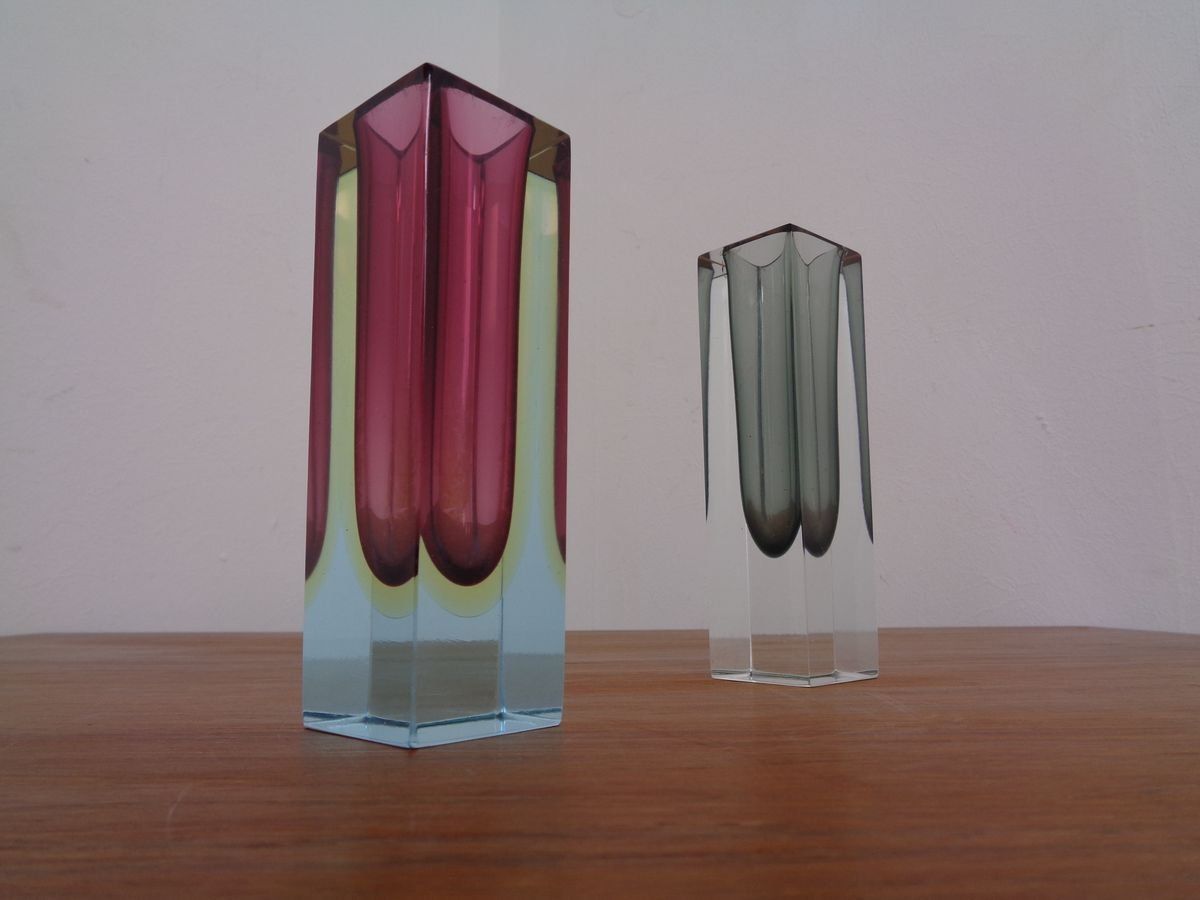 Italian Murano Glass Sommerso Vases From Murano, 1960s, Set Of 2