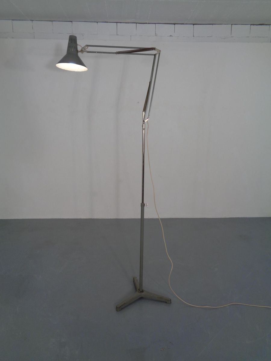 Industrial Terry Architectural Floor Lamp By H. Busquet For Hala, 1950s photo for sale