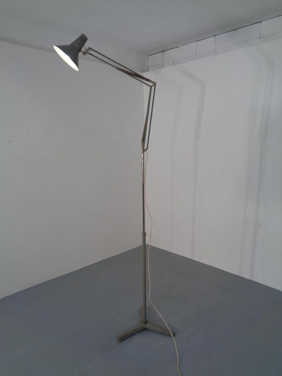 Industrial Terry Architectural Floor Lamp By H. Busquet For Hala, 1950s photo vintage