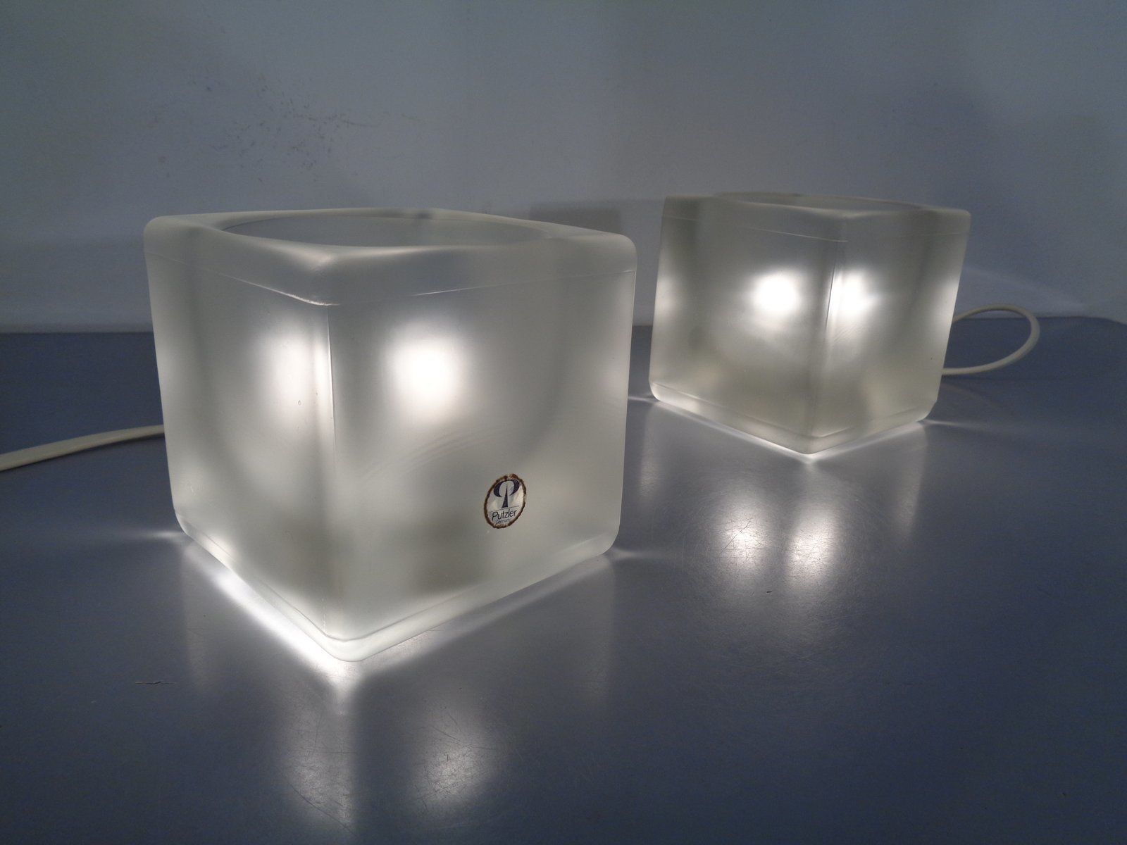 Glass Cube Lamps From Peill & Putzler, 1970s, Set Of 2 photo furniture