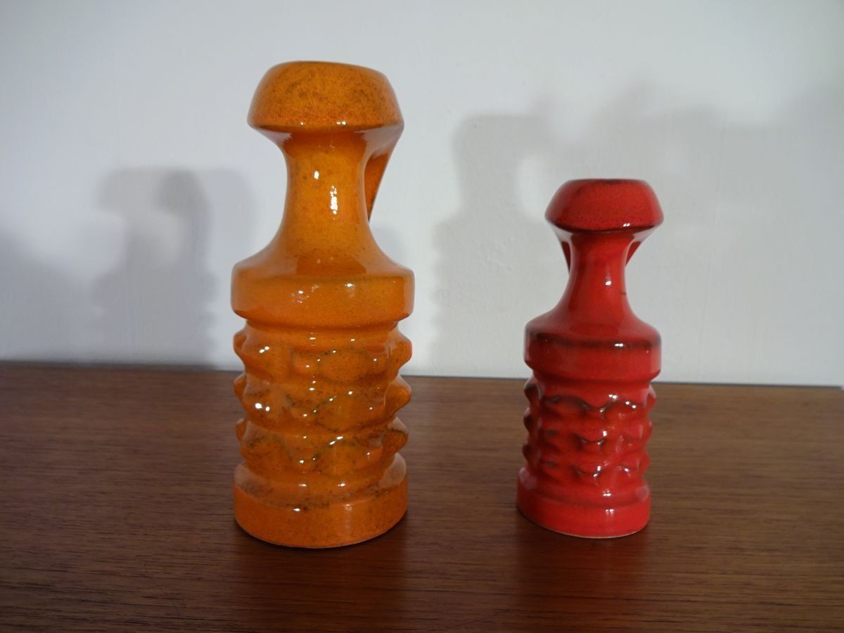 152.0 German Ceramic Vases From Pan Keramik 1970s Set Of 2 photo