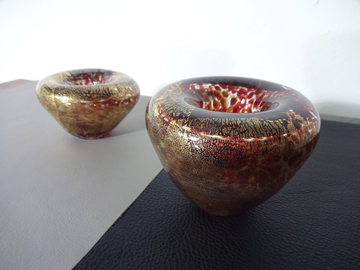 Maltese Glass Ashtrays Rom Mdina, 1960s, Set Of 2 photo for sale