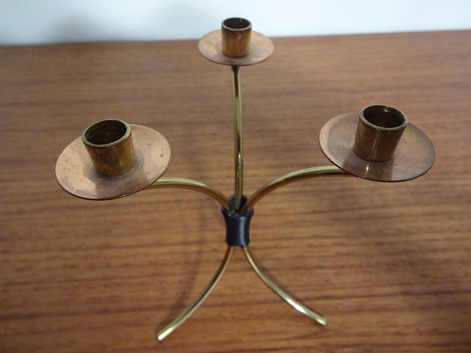 German Filigree Brass And Copper Candleholders 1960s Set Of 3 photo furniture