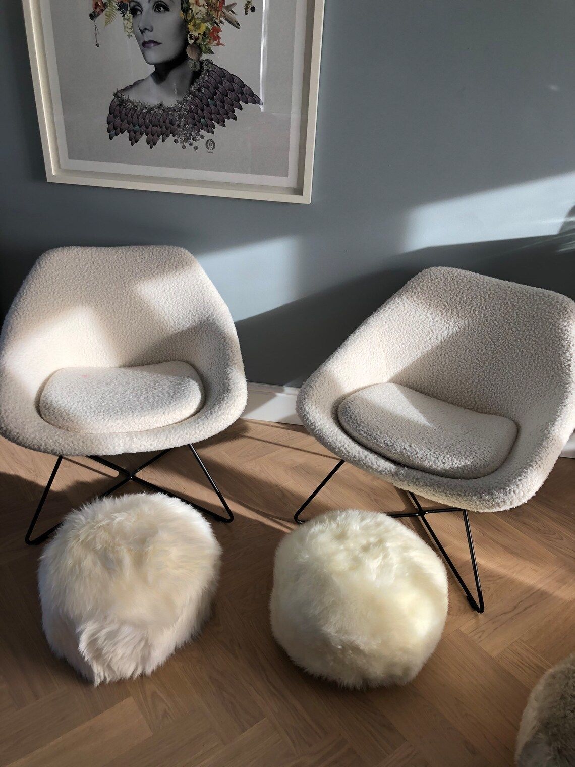 Irresistible Ivory Sheepskin Pouffe  White Sheepskin Pouffe  Ivory Sheepskin Pouffe Fluffy Footstool Furry Pouffe  Footstool Pouffe photo vinterior