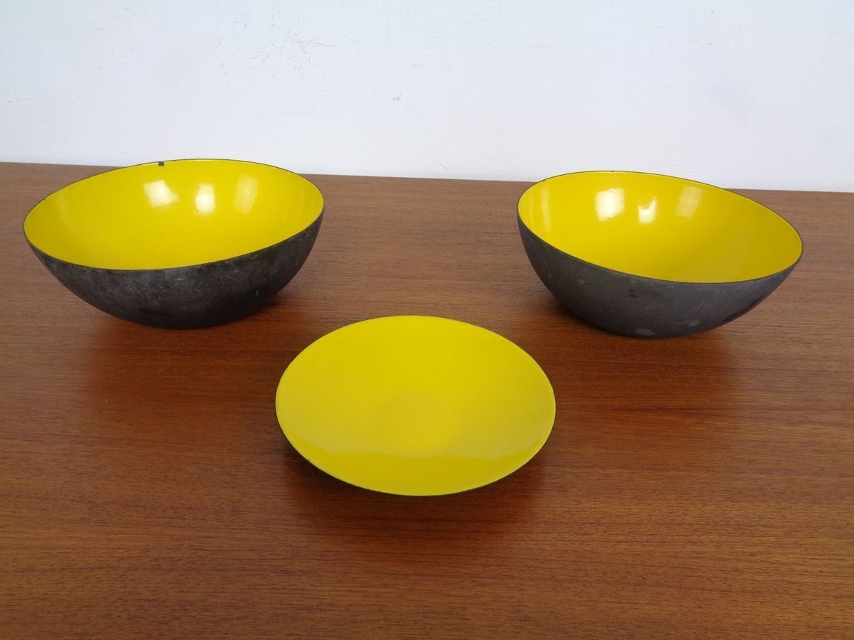 Home Decor Yellow Krenit Bowls By Herbert Krenchel Torben ørskov, Set Of 3, 1960s photo