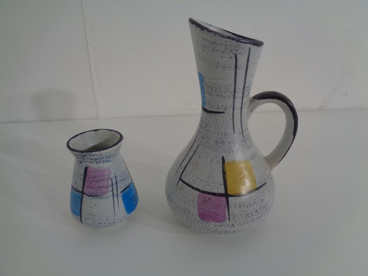 photo buy Ceramic Vases & Bowl By Bodo Mans For Bay Keramik, 1950s, Set Of 3