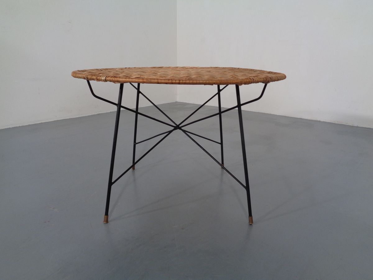 Italian String Basket Coffee Table, 1950s photo for sale