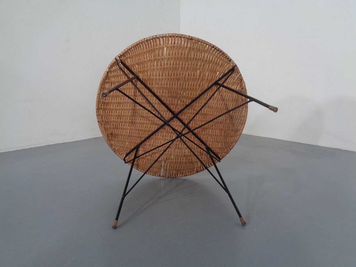 Italian String Basket Coffee Table, 1950s photo vintage