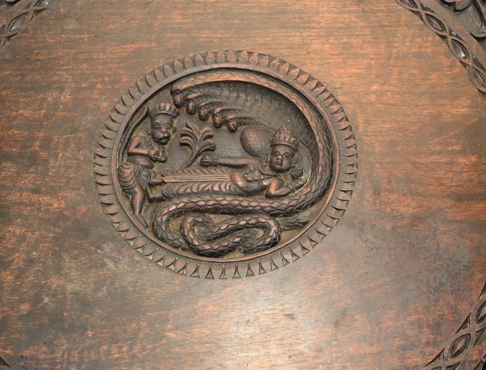 Antique Burmese Side Table Hand Carved Burma 1890 photo for sale