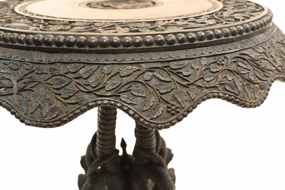 photo furniture Antique Burmese Side Table Hand Carved Burma 1890