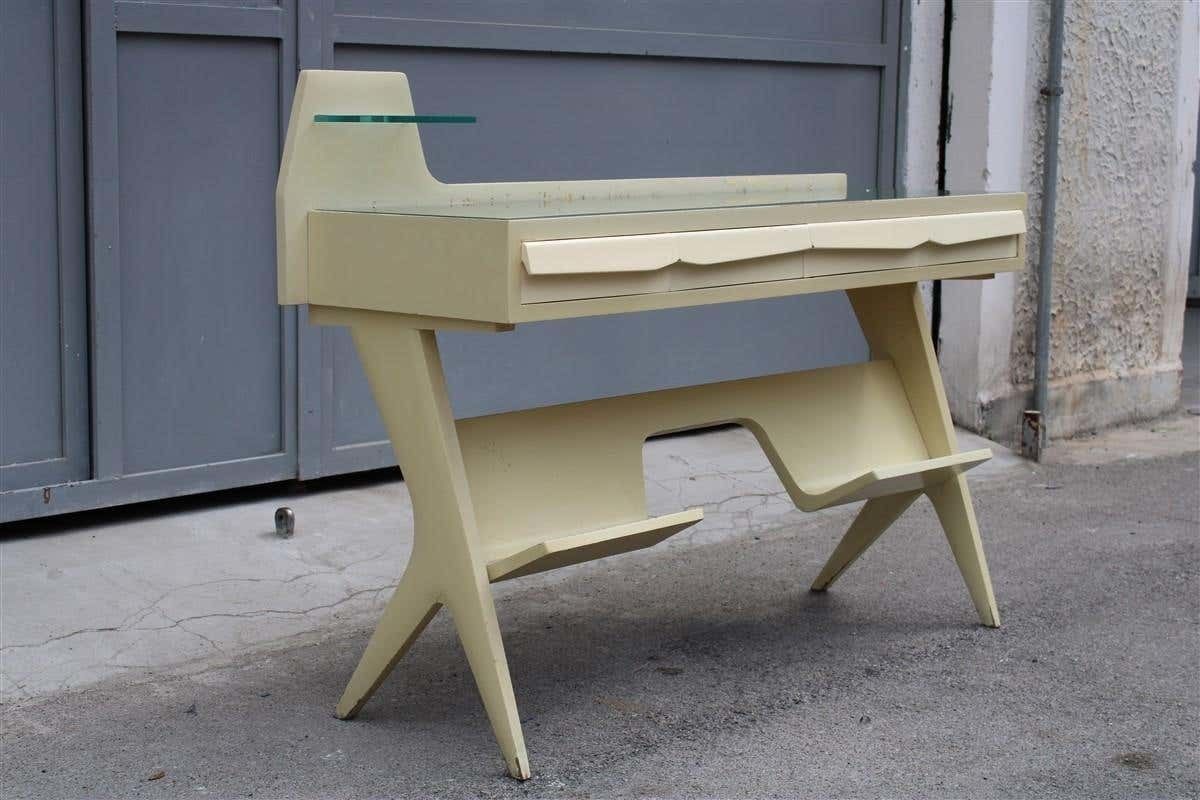 Mid Century Italia Vanity Desk In Lacquered Wood Gio Ponti Style Colored Dassi photo furniture
