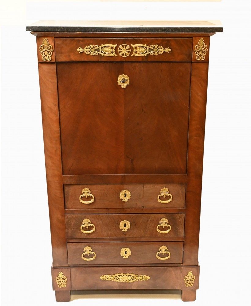 French Empire Escritoire Chest Desk 1880 Mahogany photo 1950.0