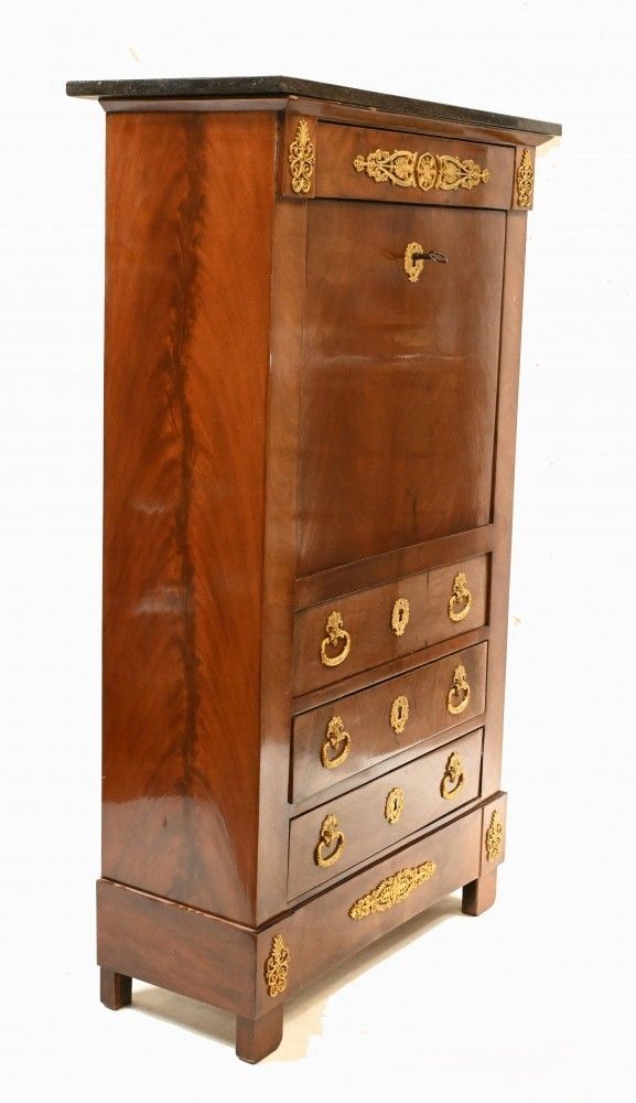 French Empire Escritoire Chest Desk 1880 Mahogany photo vintage