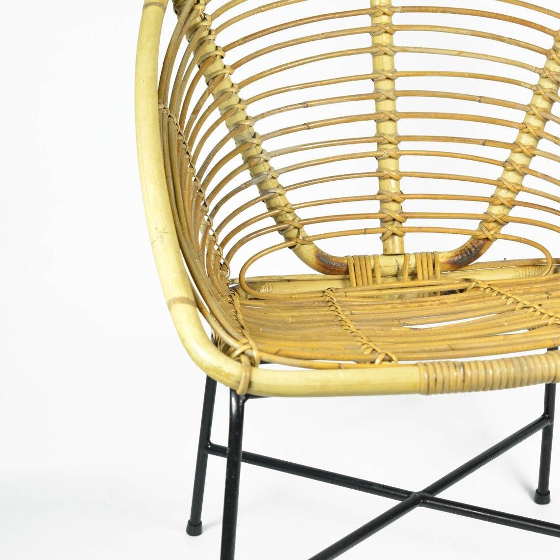 1960s Scandinavian Modern Rattan Bucket Armchair, Denmark photo furniture