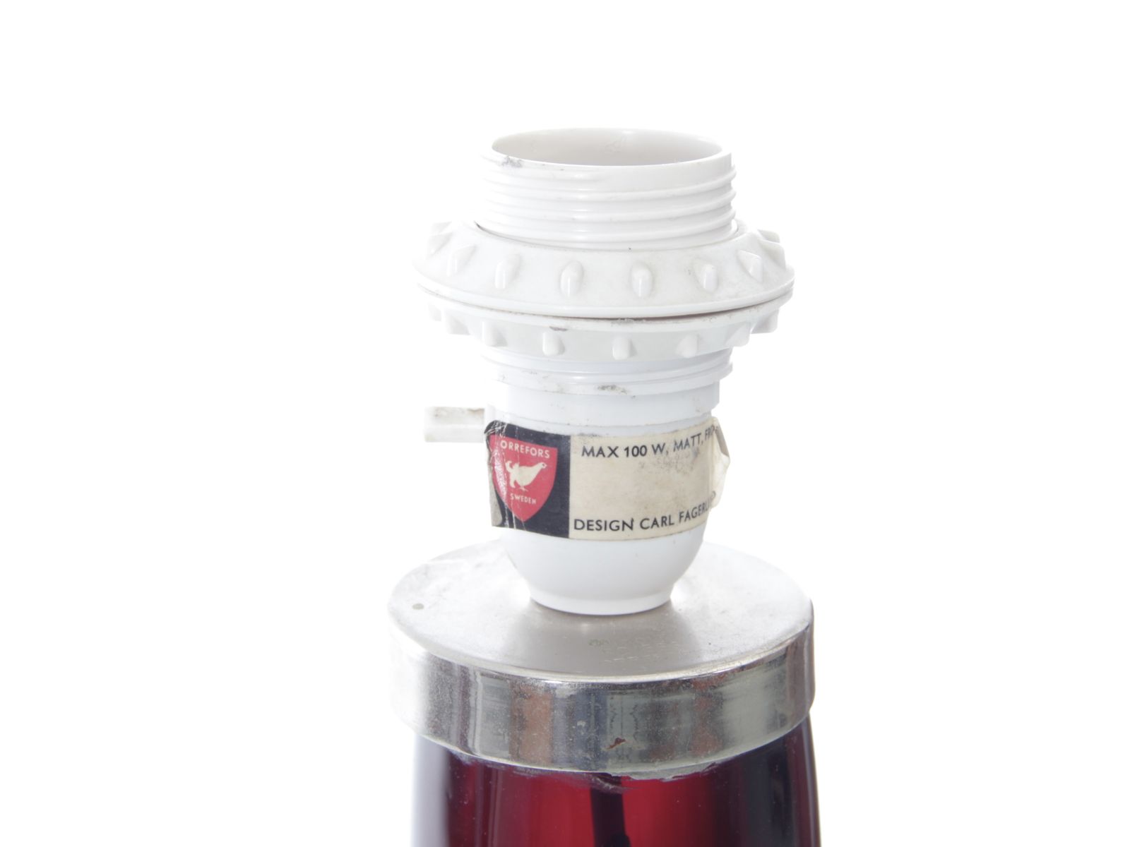 Mid Century Modern Scandinavian Pair Of Table Lamp In Cristal Model Rd 1566 Red By Carl Fagerlund For Orrefors, 1960s photo Lighting