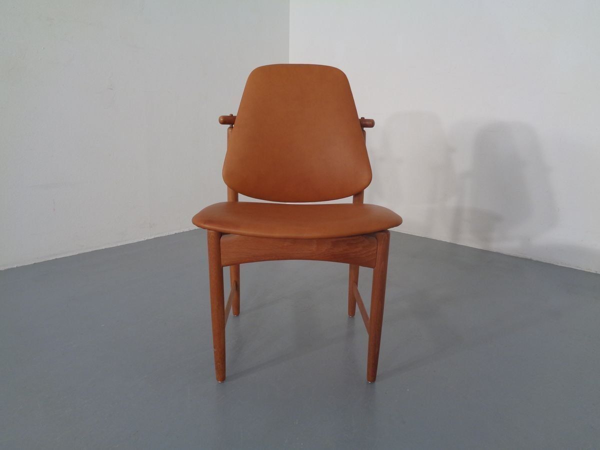 Teak And Brass Side Chair By Arne Hovmand Olsen For Mogens Kold, 1950s photo furniture