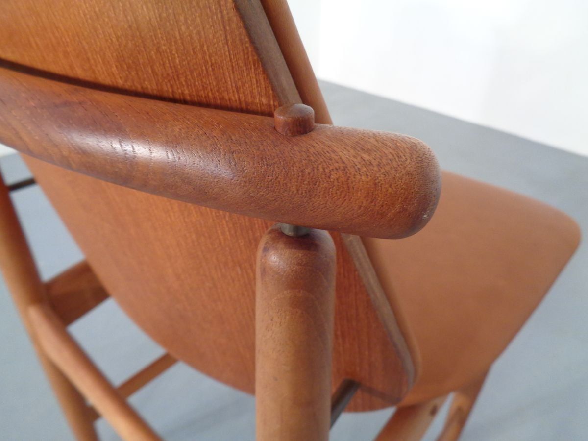 Teak And Brass Side Chair By Arne Hovmand Olsen For Mogens Kold, 1950s photo vinterior