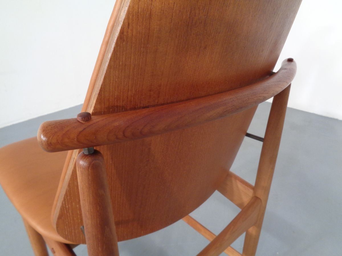 Furniture Teak And Brass Side Chair By Arne Hovmand Olsen For Mogens Kold, 1950s photo