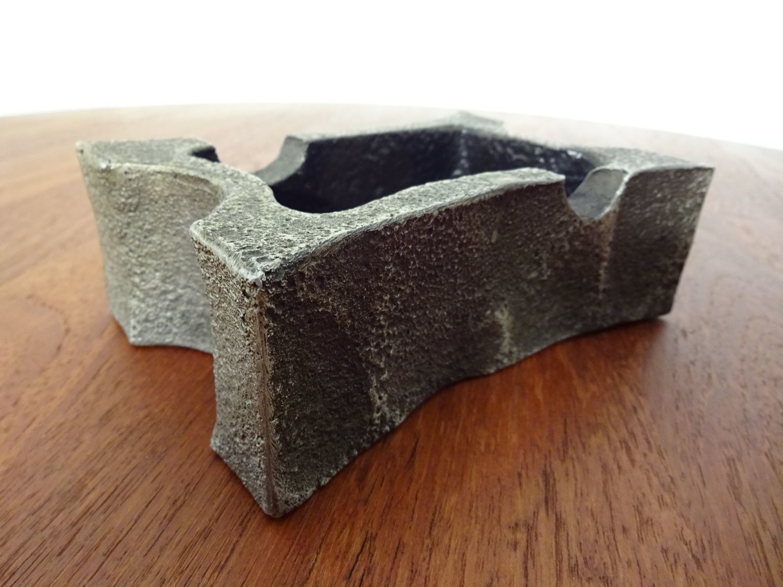 Brutalist Sculptural Iron Candleholder, Ashtray & Lighter, 1960s photo vintage