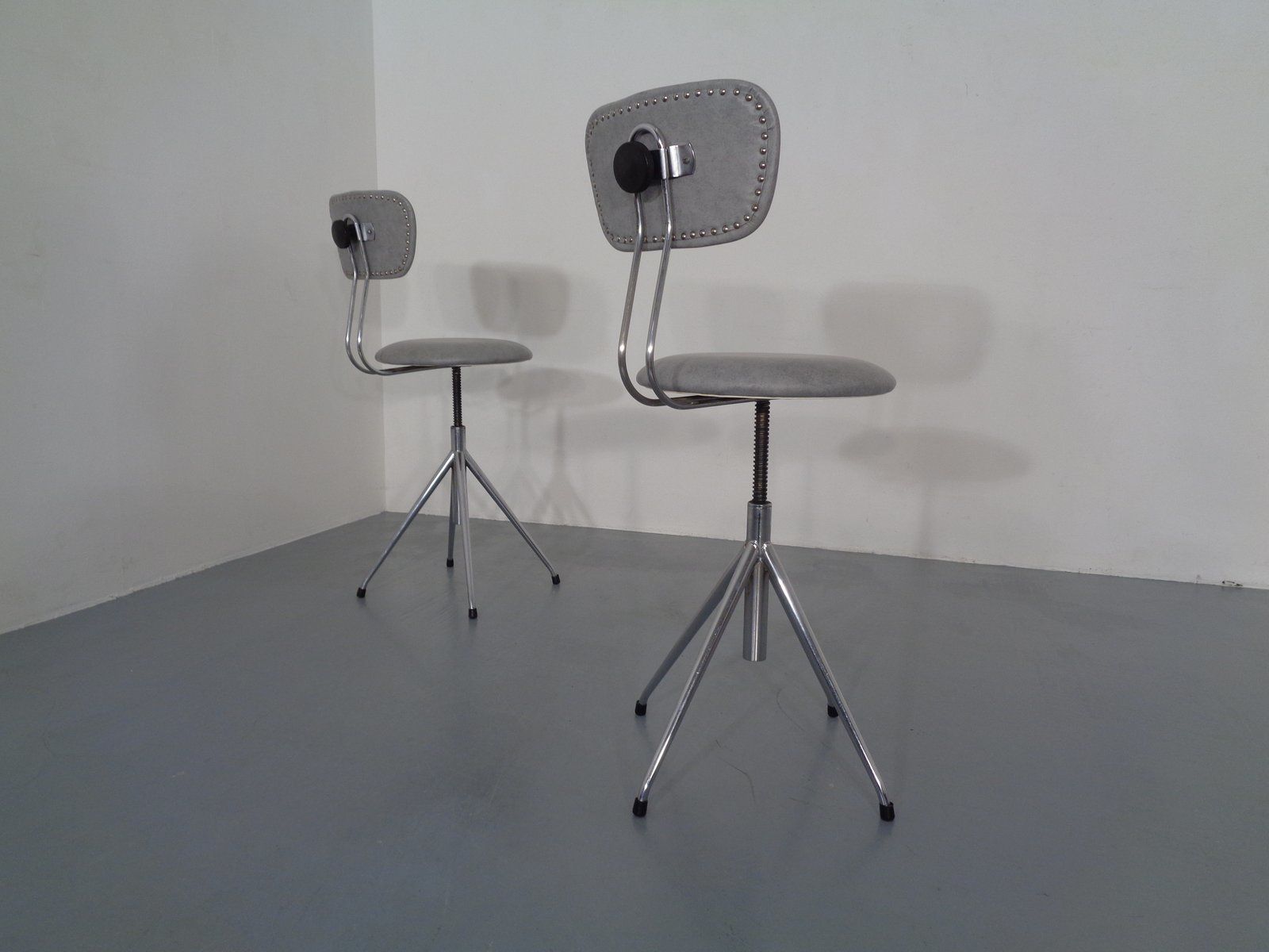Furniture Adjustable Swivel Chairs, 1960s, Set Of 2 photo