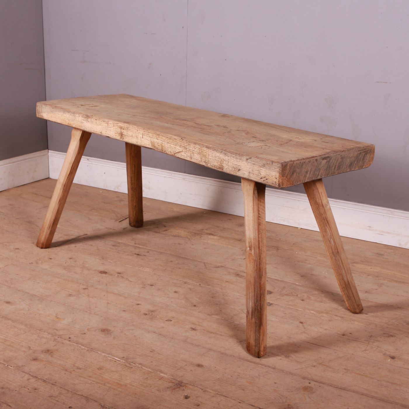 French Scrubbed Sycamore And Elm Trestle Table