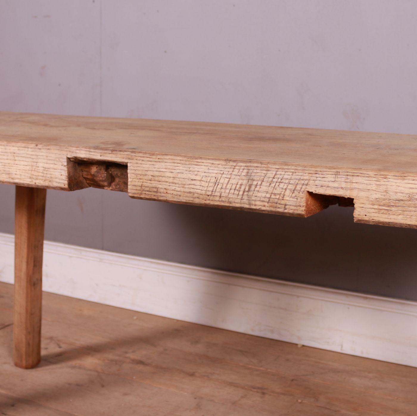 French Scrubbed Sycamore And Elm Trestle Table photo vinterior