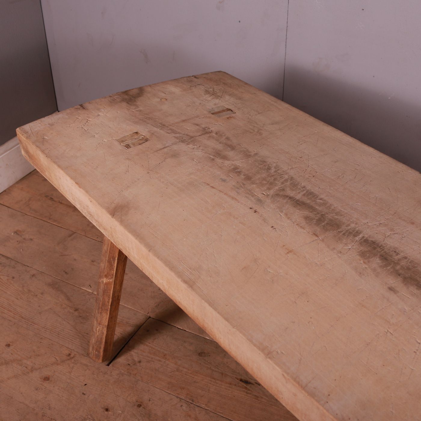 French Scrubbed Sycamore And Elm Trestle Table photo Furniture