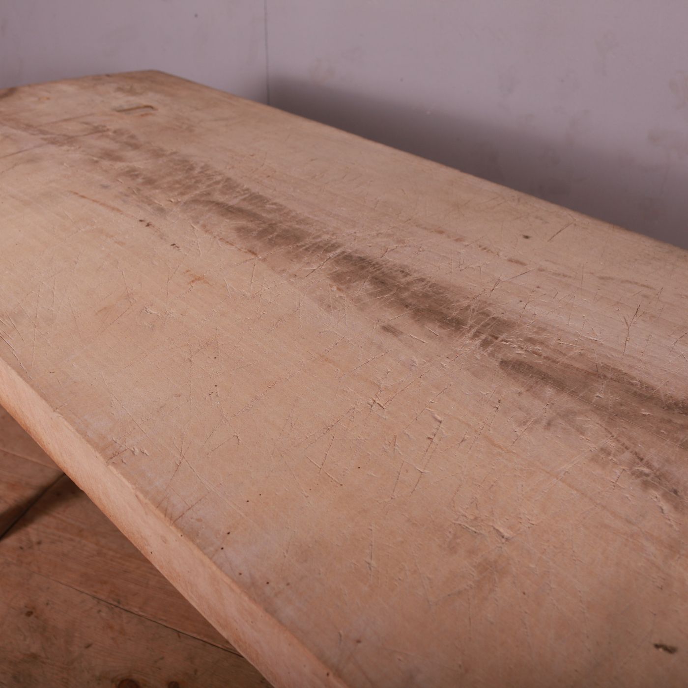 French Scrubbed Sycamore And Elm Trestle Table photo 1500.0