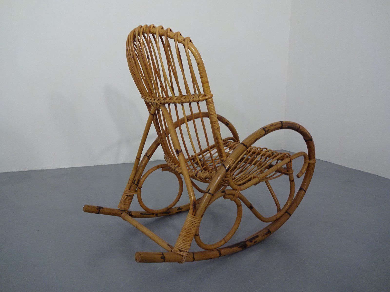 Mid Century Italian Bamboo Rocking Chair, 1950s photo Furniture