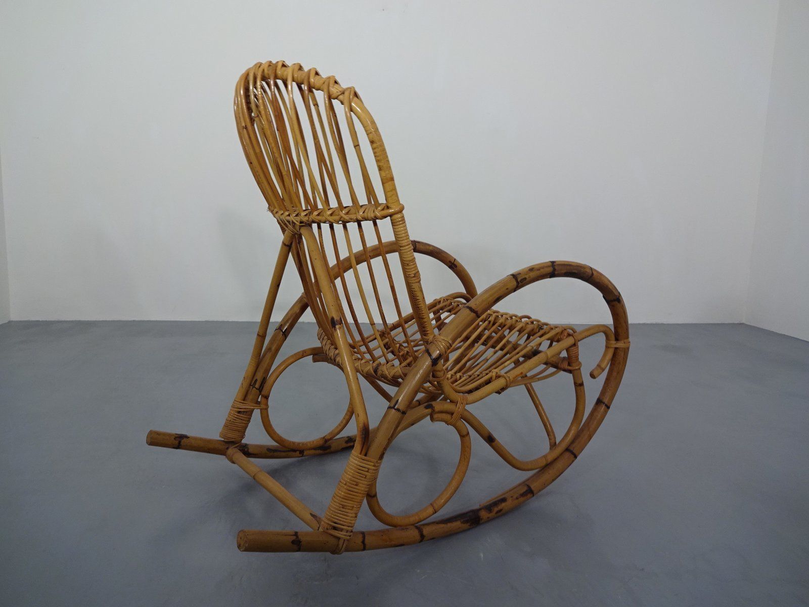 Mid Century Italian Bamboo Rocking Chair, 1950s photo vinterior