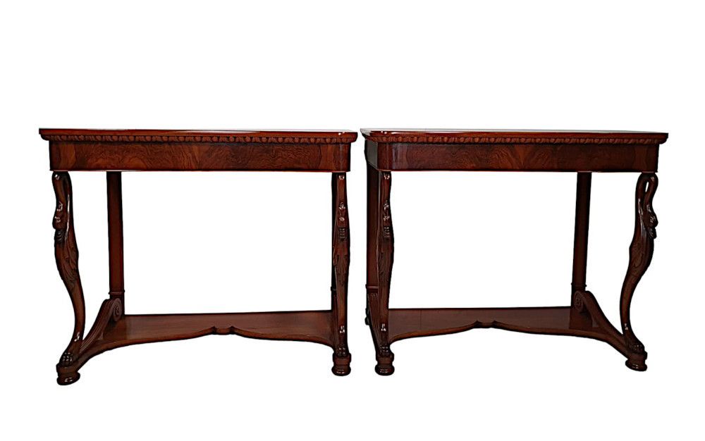 A Very Fine And Rare Pair Of 19th Century Italian Console Tables