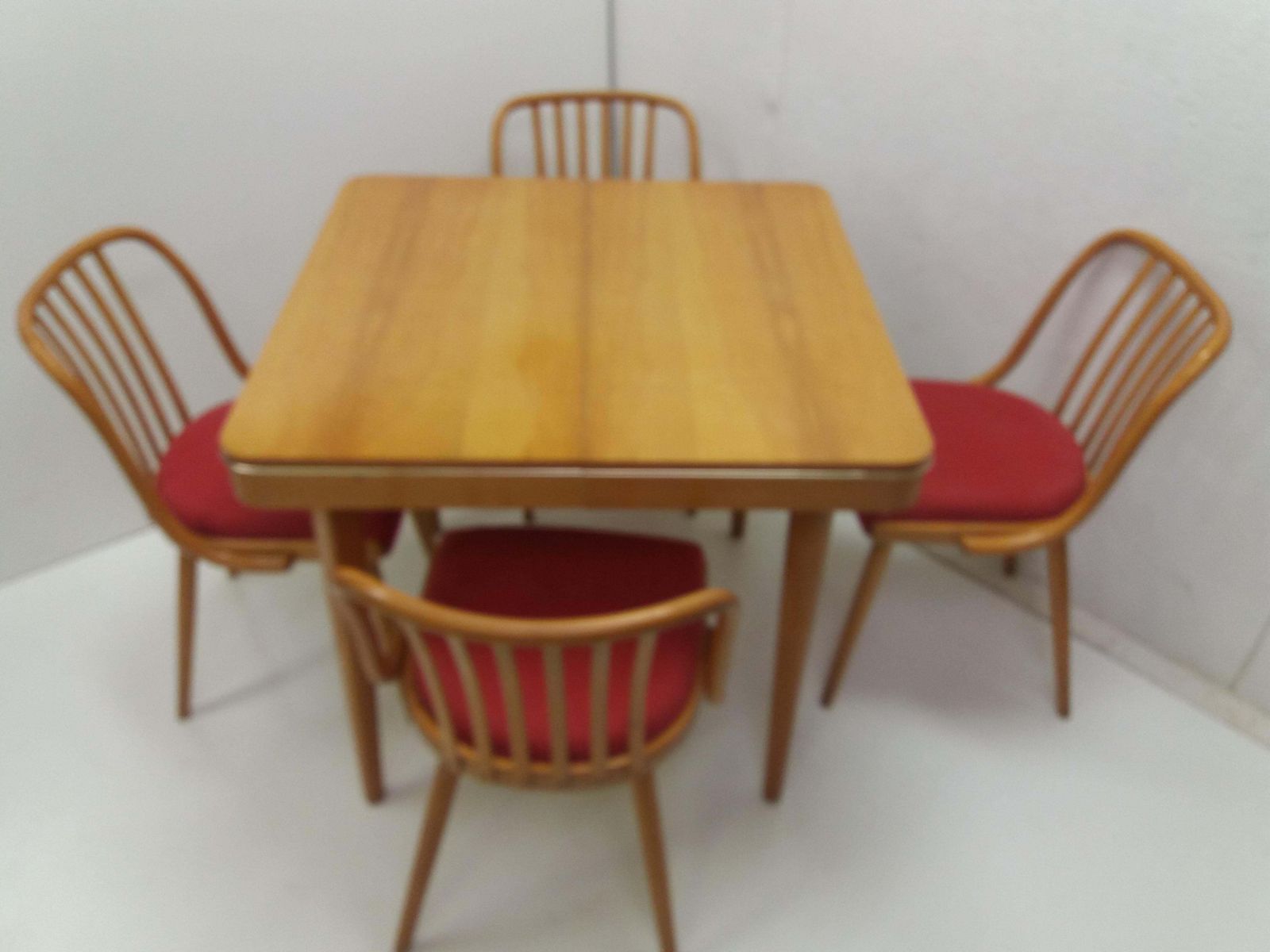 1960 Set Of 4 Retro Suman Chairs And Table, Czechoslovakia photo buy