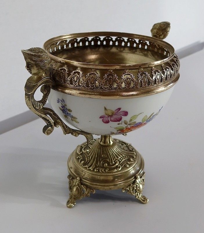 Bronze And Porcelain Cup With Floral Decorations   Late 19th Century photo furniture