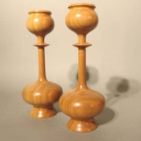 Scandinavian Wooden Candle Holders. 1950   1960